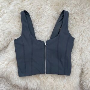 NWOT abercrombie YPB sculptLUX zip-front sweetheart slim tank M